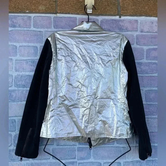 Rebecca Minkoff moto jacket with a striking foil finish small - Picture 13 of 16
